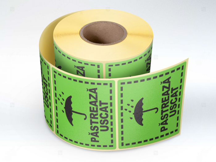 Etichete personalizate, Pastreaza uscat , 100x100 mm, 1000 buc rola image