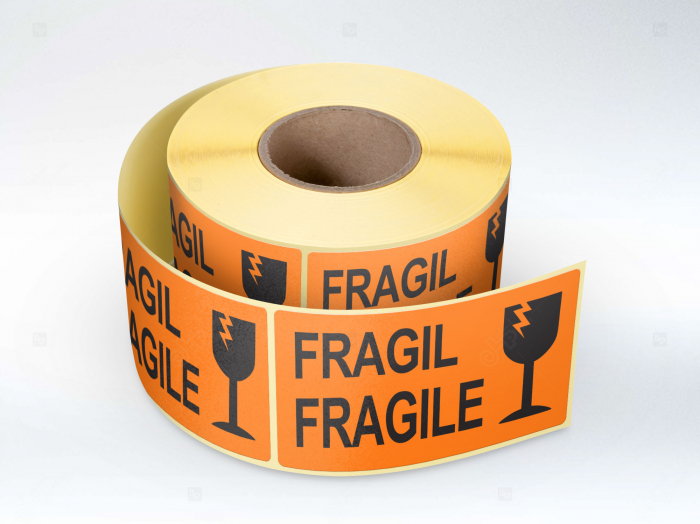 Etichete personalizate, FRAGIL FRAGILE oranj, 50×100 mm, 1000 buc rola Label Print imagine 2022 depozituldepapetarie.ro