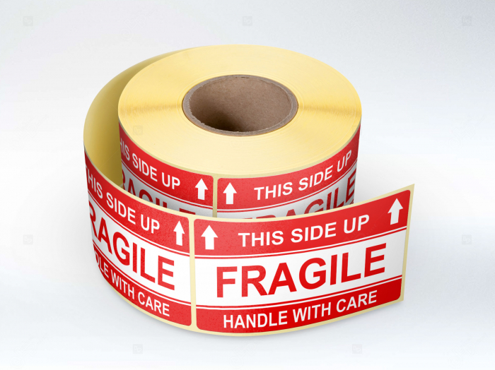 Etichete personalizate, FRAGILE Handle with care , 50×100 mm, 1000 buc rola 1000