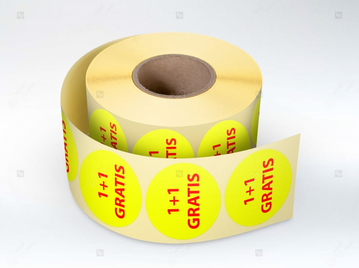 Rola etichete autoadezive personalizate 1+1 Gratis , diametru 40 mm, 1000 buc rola Label Print