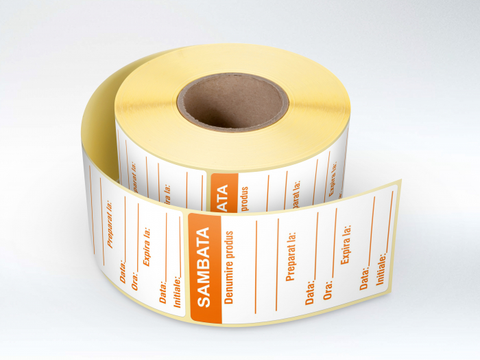 Etichete personalizate, SAMBATA – Zilele Saptamanii 30×60 mm, 1000 buc rola