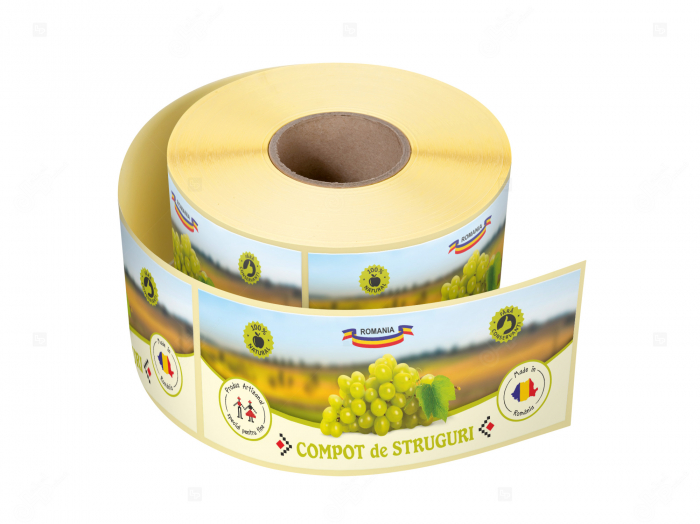 Etichete personalizate pentru borcane, Compot de struguri, 54x144 mm, 500 etichete rola image11