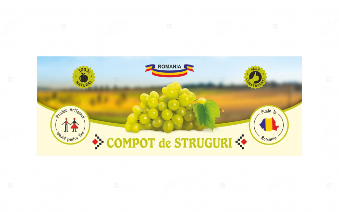 Etichete borcane personalizate Compot de struguri, 54x144 mm [3]