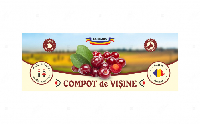 Etichete borcane personalizate Compot de visine, 54x144 mm [3]