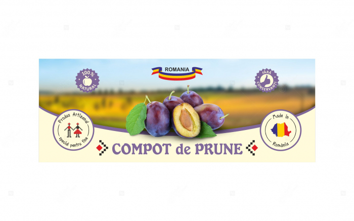 Etichete borcane personalizate Compot de prune, 54x144 mm [3]