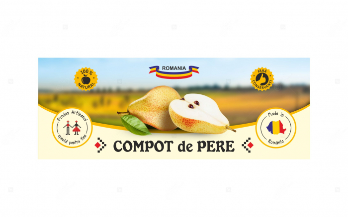 Etichete borcane personalizate Compot de pere, 54x144 mm [3]