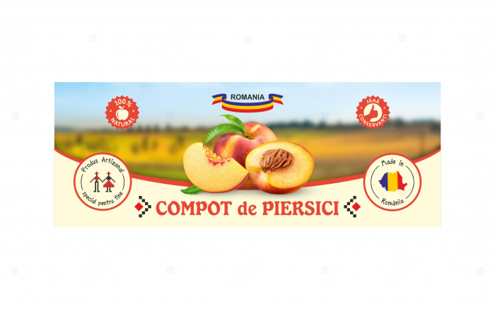 Etichete borcane personalizate Compot de piersici, 54x144 mm [3]