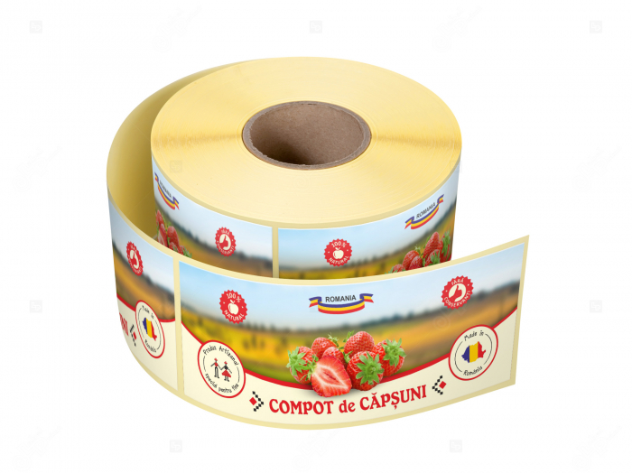 Etichete personalizate pentru borcane, Compot de capsuni, 54x144 mm, 500 etichete rola image15
