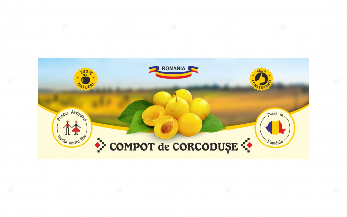 Etichete borcane personalizate Compot de corcoduse, 54x144 mm [3]