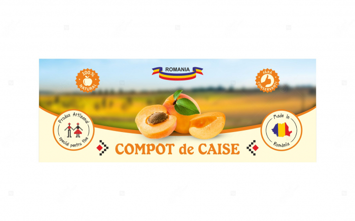 Etichete borcane personalizate Compot de caise, 54x144 mm [3]
