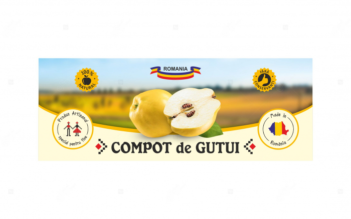 Etichete borcane personalizate Compot de gutui, 54x144 mm [3]