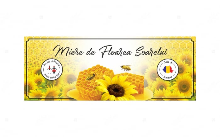 Etichete borcane personalizate Miere de floarea soarelui, 54x144 mm [3]