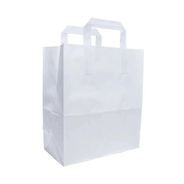 Sacose de hartie alba cu maner banda, 18+9 x 24 cm, 70g, set 100 bucati [2]