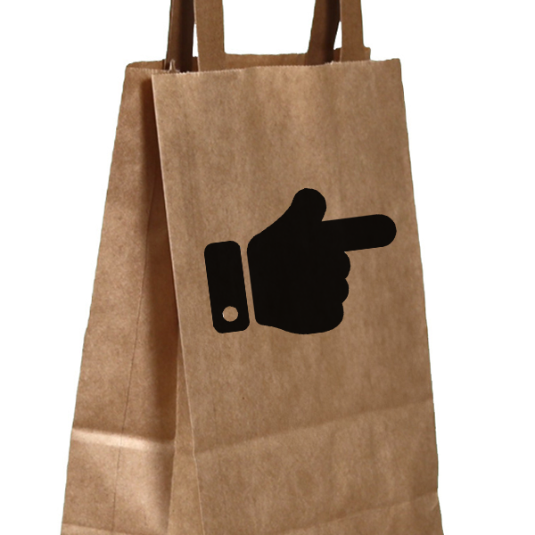 Pungi hartie personalizate cu maner banda, imprimare fata, 26+17 x 27 cm, hartie alba 70g [2]