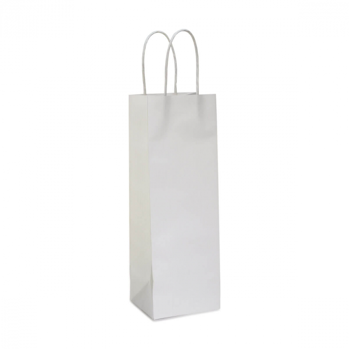 Pungi pentru sticle de vin, maner rasucit, 14+8 x 39 cm, hartie alba, set 100 bucati [2]