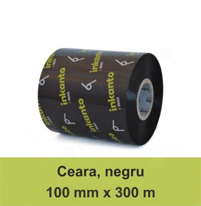 Ribon ARMOR Inkanto AWR8, ceara (wax), negru, 100mmX300M, OUT