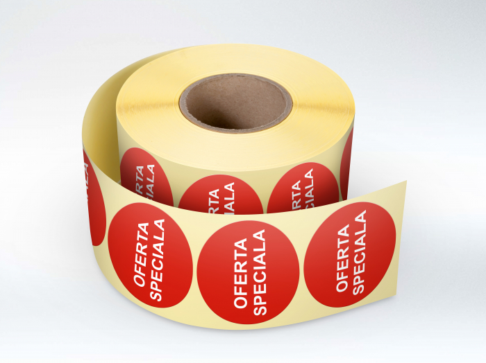 Rola etichete autoadezive personalizate Oferta Speciala , diametru 40 mm, 1000 buc rola Label Print