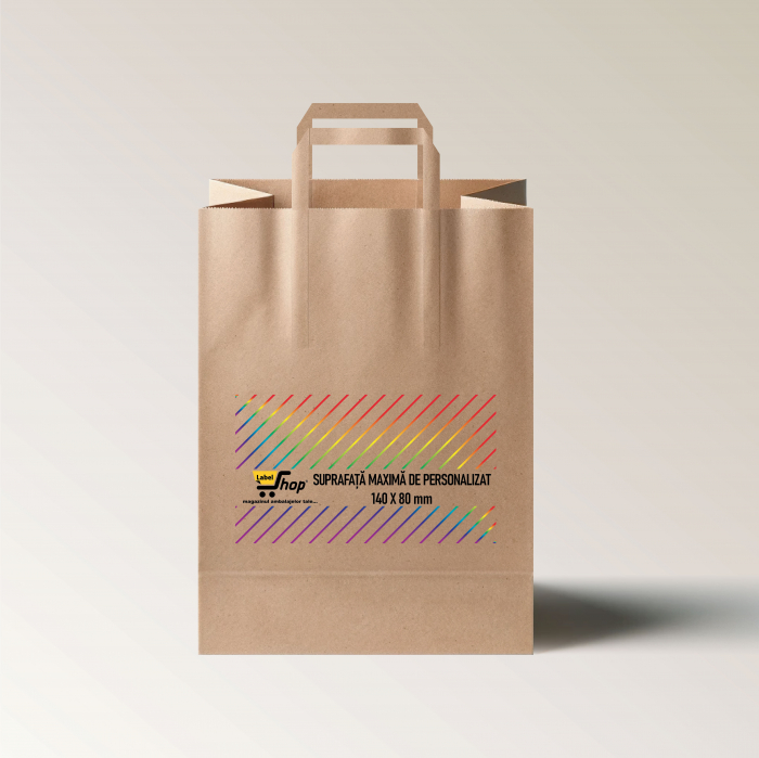 Sacose hartie personalizate cu maner banda, imprimare fata-verso, 18+9 x 24 cm, hartie natur reciclata 70g [2]