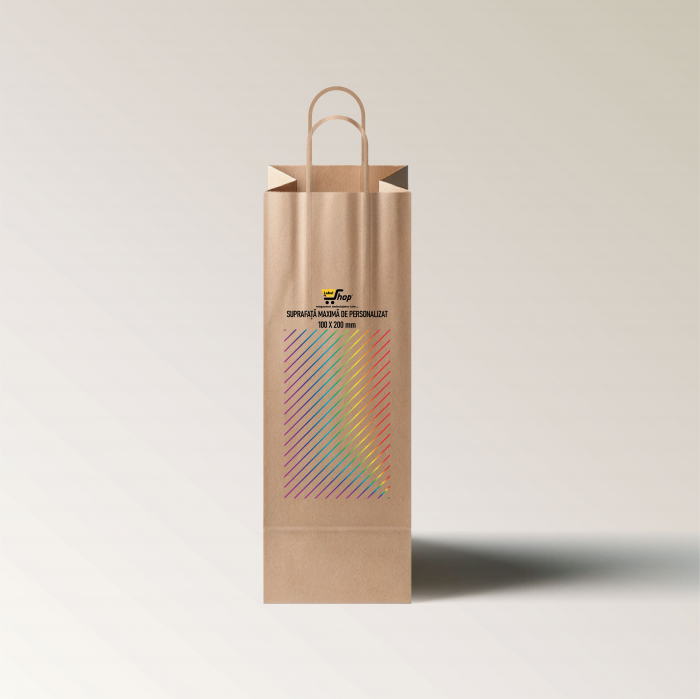 Sacose hartie personalizate cu maner rasucit, imprimare fata-verso, 14+8 x 39 cm, hartie natur reciclata 100g [2]