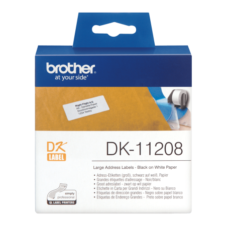 Consumabile Brother - Banda de etichete Brother DK-11208, 38x90mm, 400  etichete rola, pentru imprimanta sau aparat etichetare brother