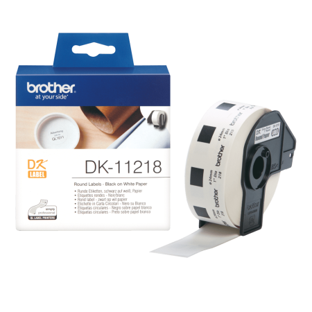 Banda de etichete rotunde Brother DK11218, 24mm diametru, rola 1000 etichete pentru imprimanta sau aparat etichetare brother [1]