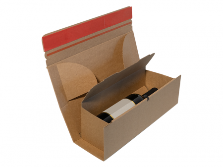 Cutii e-commerce - Cutii de carton sticle vin cu autoformare, cu banda dublu adeziva, cutii winebox 75x75x305