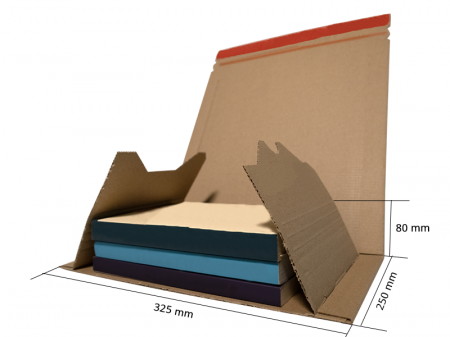 Cutii e-commerce - Cutii de carton pentru ambalat carti cu banda dublu adeziva, C4, 325x250x80