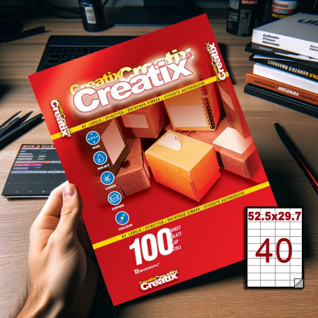 Etichete autoadezive A4 - Etichete autocolante A4, 40 etichete / coala A4, 52.5 x 29.7 mm