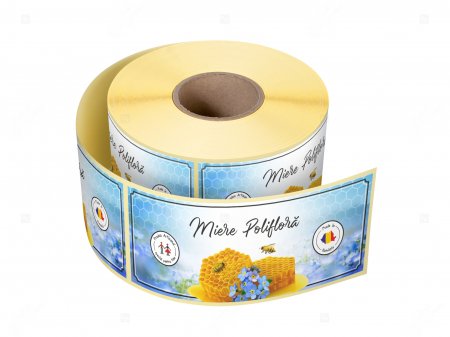 Etichete borcane miere - Etichete borcane personalizate Miere poliflora, 54x144 mm