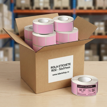 Etichete colorate, 32x57mm, roz, 800 buc/rola [1]