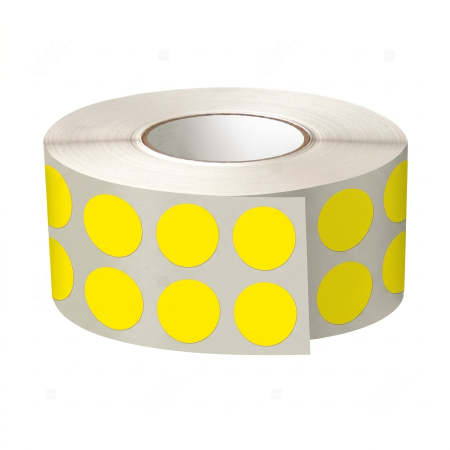 Etichete - Etichete colorate, rotunde, diametru 10mm, galben, 2 etichete / rand, 8660 buc/rola