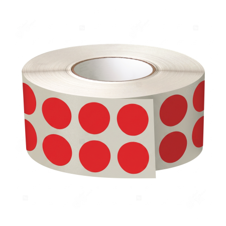 Etichete promotionale - Etichete colorate, rotunde, diametru 10mm, rosii, 2 etichete / rand, 8660 buc/rola