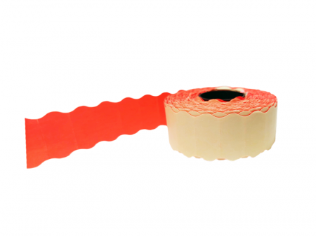 Etichete de pret fluorescente ondulate, rosii, 26 x 12 mm, 1500 buc/rola [3]