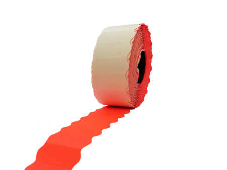 Etichete de pret fluorescente ondulate, rosii, 26 x 16 mm, 1000 buc/rola [2]