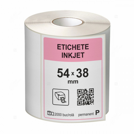 Etichete inkjet in rola - Etichete inkjet (Jetgloss) in rola, 54x38mm