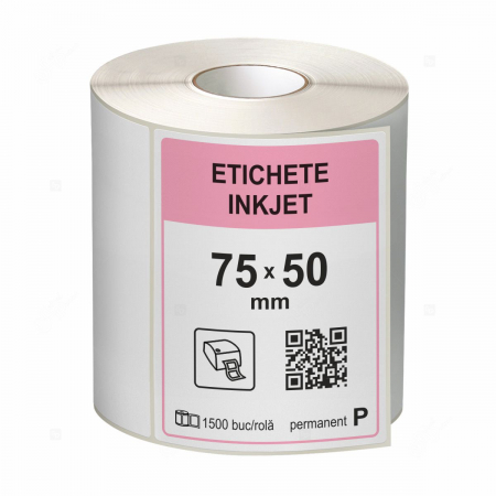 Etichete inkjet in rola - Etichete inkjet (JetGloss) in rola 75x50mm