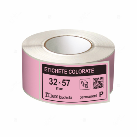 Etichete personalizate - Etichete colorate, 32x57mm, roz, 800 buc/rola