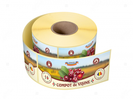 Etichete borcane compot - Etichete borcane personalizate Compot de visine, 54x144 mm