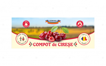 Etichete borcane personalizate Compot de cirese, 54x144 mm [2]