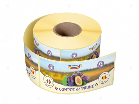 Etichete borcane compot - Etichete borcane personalizate Compot de prune, 54x144 mm