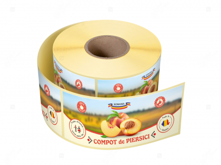Etichete borcane compot - Etichete borcane personalizate Compot de piersici, 54x144 mm