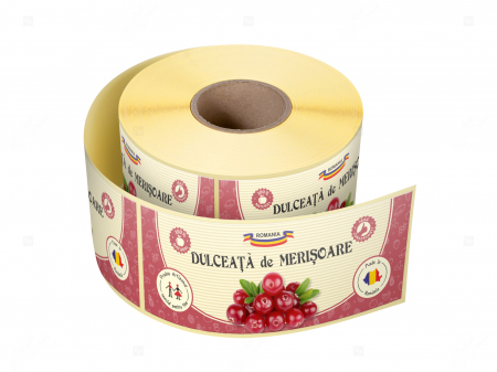 Etichete borcane dulceata si gem - Etichete borcane personalizate Dulceata merisoare, 54x144 mm