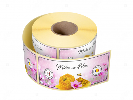 Etichete borcane miere - Etichete borcane personalizate Miere cu polen, 54x144 mm