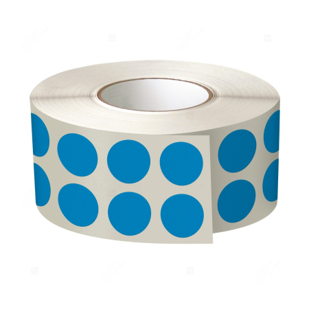 Etichete promotionale - Etichete colorate, rotunde, diametru 10mm, albastre, 2 etichete / rand, 4330 buc/rola