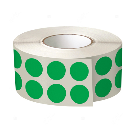 Etichete promotionale - Etichete colorate, rotunde, diametru 10mm, verzi, 2 etichete / rand, 6740 buc/rola