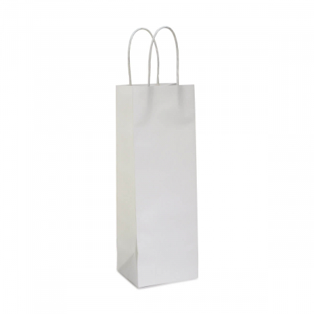 Pungi pentru sticle de vin, maner rasucit, 14+8 x 39 cm, hartie alba, set 100 bucati [1]