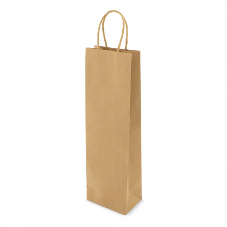 Pungi pentru sticle de vin, maner rasucit, 14+8 x 39 cm, hartie natur, set 100 bucati [1]