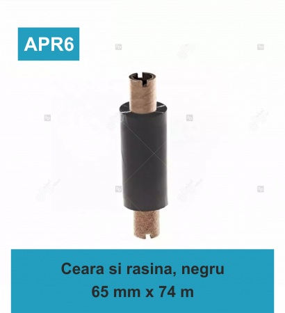 Riboane ceara si rasina - Ribon Inkanto APR6, ceara si rasina, negru, 65mmx74M, OUT