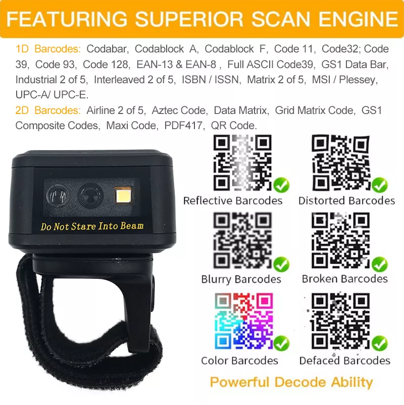 Ring scanner, Cititor coduri de bare portabil model LP-C200W, 2D, bluetooth [3]