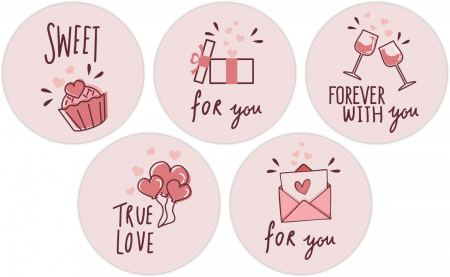 Etichete ocazii si sarbatori - Etichete personalizate "LOVE", 40mm diametru